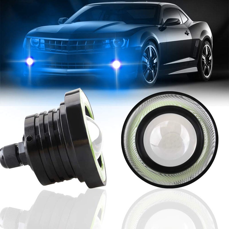 KaiDengZhe 2PCS Super Bright 3.5" Projector Universal LED Fog Light 12V 10W Ice Blue COB Halo Angel Eye Rings For Moto Headlight Car Daytime Running Light DRL Driving Light Fog Light Bulb - Image 1